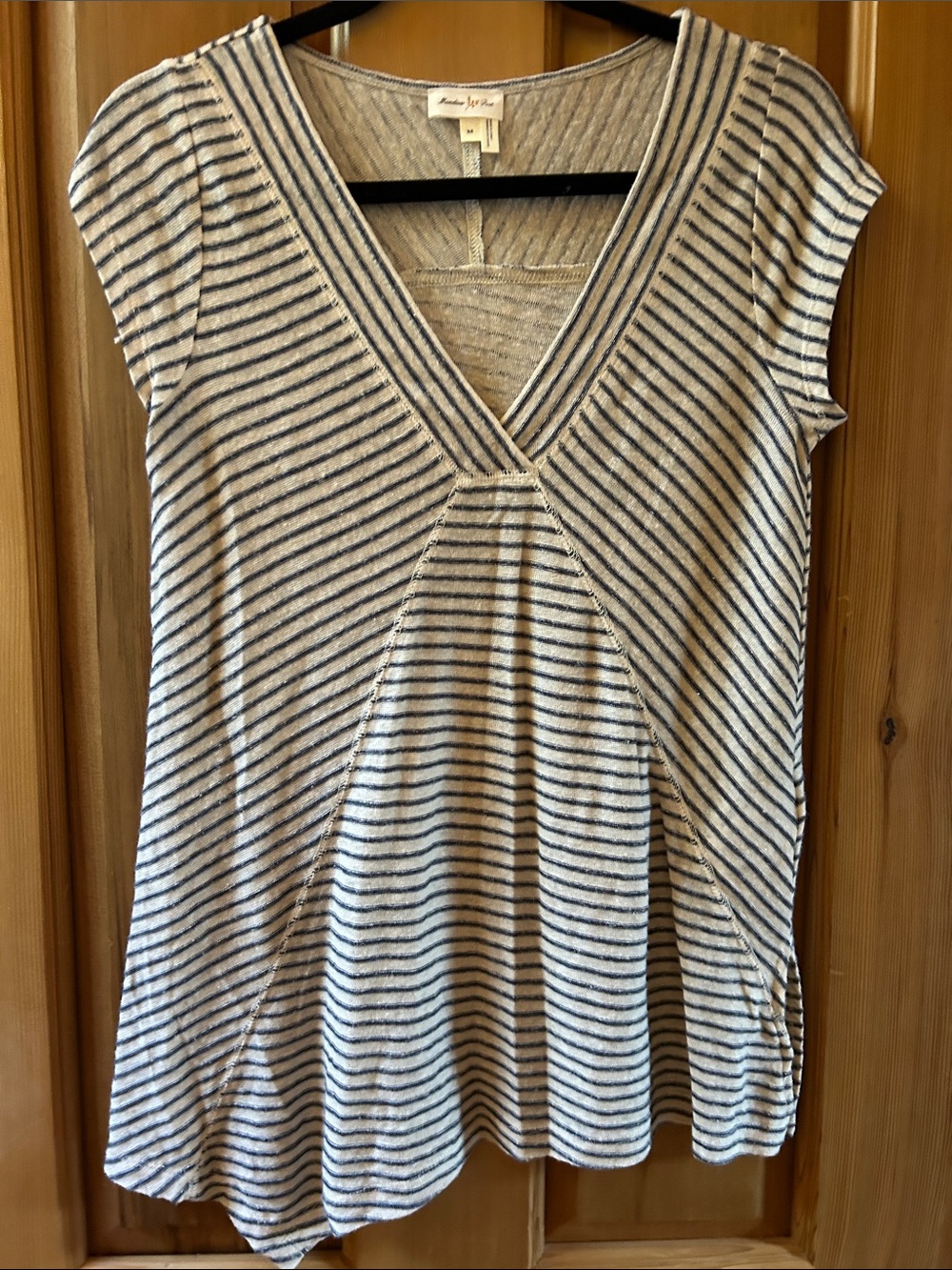 Madison Cream and Navy Striped V-Neck Tunic